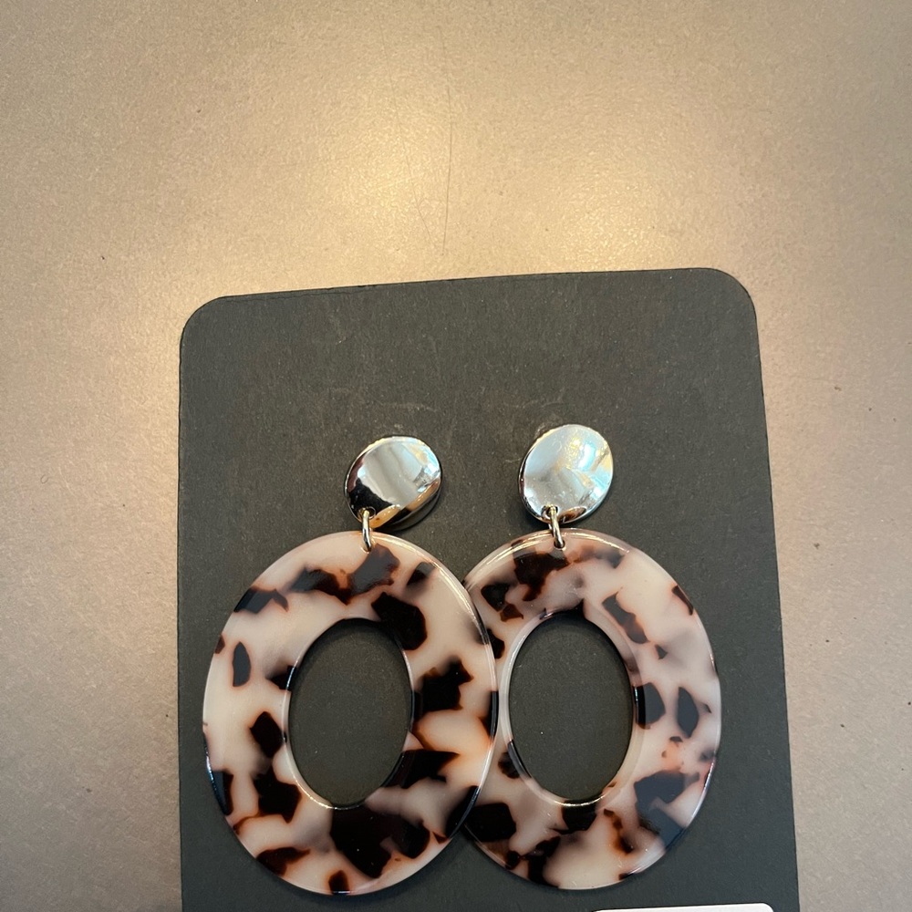 Faux Tortoise Statement Earrings